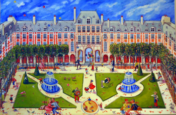 Œuvre contemporaine nommée « L'automne Place des Vosges », Réalisée par BOSC