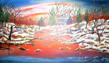 Œuvre contemporaine nommée « Forêt en neige (Impressionnisme) », Réalisée par ISRADAN