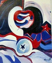 Œuvre contemporaine nommée « Deux pommes  (Cubisme) », Réalisée par ISRADAN