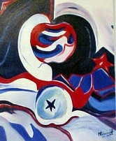 Œuvre contemporaine nommée « Deux pommes (Cubisme) », Réalisée par ISRADAN