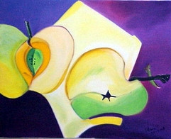 Œuvre contemporaine nommée « Pomme jaune  (Cubisme) », Réalisée par ISRADAN