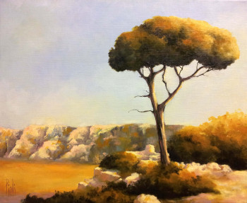 Œuvre contemporaine nommée « Lumière dorée sur les alpilles », Réalisée par SYLVIE PIOLI