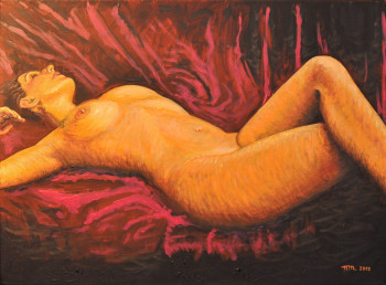 Œuvre contemporaine nommée « Nu - La femme orange », Réalisée par MOULIN P-L