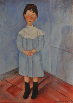 Œuvre contemporaine nommée « Portrait - D'APRES MODIGLIANI », Réalisée par MOULIN P-L