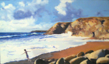 Œuvre contemporaine nommée « Bretagne - Enfant sur la plage à Quiberon », Réalisée par PHILIPPE ETIENNE