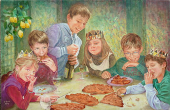 Œuvre contemporaine nommée « ronde d'enfants autour de la "galette 2013" », Réalisée par DARNAL
