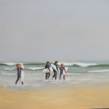 Œuvre contemporaine nommée « Les petits surfeurs... », Réalisée par L.VERHOEVEN