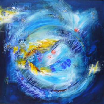 Œuvre contemporaine nommée « Symphonie en bleu 55-12 », Réalisée par ANDY BLEU