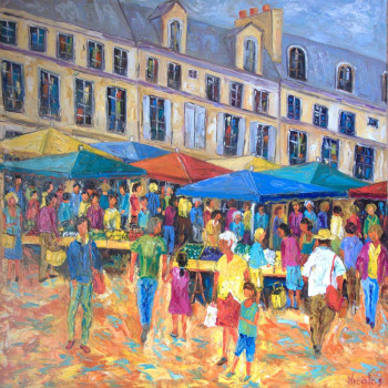 Œuvre contemporaine nommée « Le marché Mouffetard », Réalisée par BERNARD NICOLAS