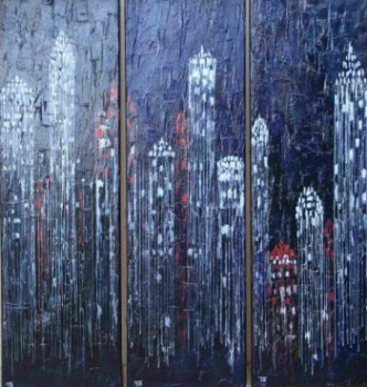 Œuvre contemporaine nommée « Manhattan triptyque », Réalisée par TANIA BERNARD-SCHUGALTE