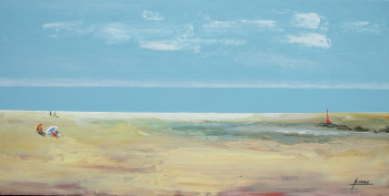 Œuvre contemporaine nommée « la plage de Dinard », Réalisée par BERNARD CAHUE