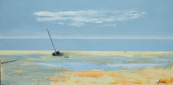 Œuvre contemporaine nommée « La plage de Saint Malo », Réalisée par BERNARD CAHUE