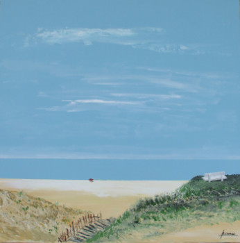 Œuvre contemporaine nommée « La plage des Blancs Sablons », Réalisée par BERNARD CAHUE