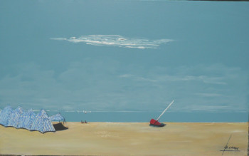 Œuvre contemporaine nommée « la barque rouge de Dinard », Réalisée par BERNARD CAHUE