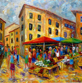Œuvre contemporaine nommée « Le grand marché », Réalisée par BERNARD NICOLAS