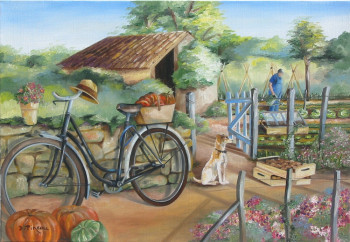 Œuvre contemporaine nommée « Le vélo du jardinier », Réalisée par DOMINIQUE PINEAU