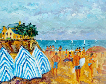 Œuvre contemporaine nommée « Plage bretonne », Réalisée par BERNARD NICOLAS