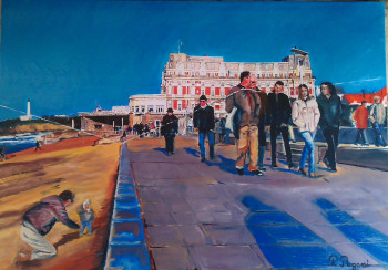 Œuvre contemporaine nommée « La grande plage de Biarritz », Réalisée par PHILOU