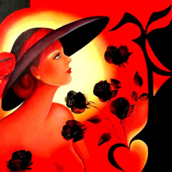 Œuvre contemporaine nommée « Les roses noires », Réalisée par FRANçOISE DE BEAUCé