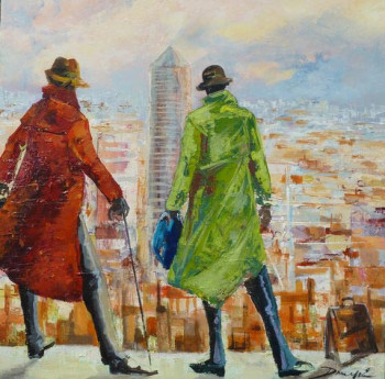 Œuvre contemporaine nommée « les hommes pressés à Lyon », Réalisée par TIRADO