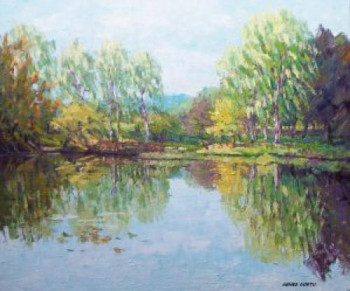 Œuvre contemporaine nommée « Septembre sur l'étang », Réalisée par AGNèS DORTU
