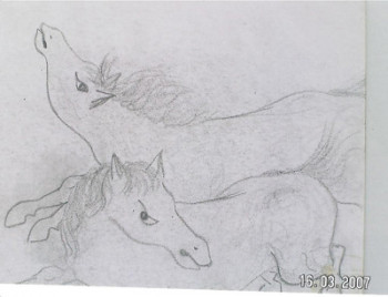 Œuvre contemporaine nommée « chevaux 4 », Réalisée par SYLVIE RABATEL