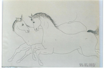 Œuvre contemporaine nommée « chevaux 7 », Réalisée par SYLVIE RABATEL