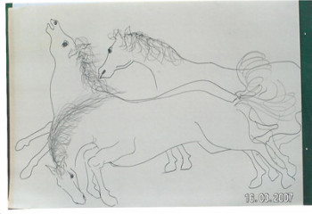 Œuvre contemporaine nommée « chevaux 8 », Réalisée par SYLVIE RABATEL