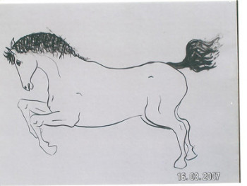 Œuvre contemporaine nommée « chevaux 9 », Réalisée par SYLVIE RABATEL