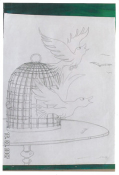Œuvre contemporaine nommée « la cage », Réalisée par SYLVIE RABATEL