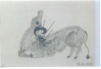 Œuvre contemporaine nommée « taureau mourant », Réalisée par SYLVIE RABATEL
