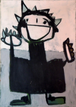 Œuvre contemporaine nommée « Huile réalisée à partir d'un dessin d'enfant - 1980 », Réalisée par DOMINIQUE DUPONT DARTEVELLE