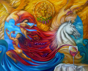 Œuvre contemporaine nommée « Alchimie autour d'un verre de vin rouge », Réalisée par ALBO
