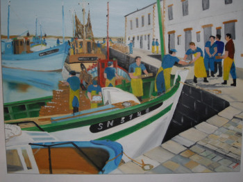Œuvre contemporaine nommée « débarquement de la sardine au Croisic », Réalisée par QUEM