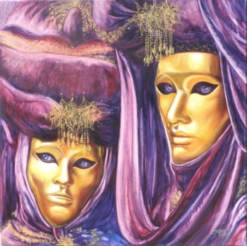 Œuvre contemporaine nommée « Masques d'Or 2 », Réalisée par CARMEN JUAREZ MEDINA