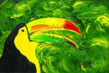 Œuvre contemporaine nommée « LE TOUCAN A POITRINE JAUNE », Réalisée par MARIE-FRANCE BUSSET