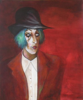 Œuvre contemporaine nommée « CLOWN AU CHAPEAU NOIR », Réalisée par MIREILLE MAURY