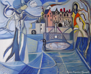 Œuvre contemporaine nommée « Première Exposition /Jonagath // Peinture réalisée à l'occasion de l'exposition du mardi 25 juin au 7 juillet 2013 au Château de Courtanvaux », Réalisée par JONAGATH