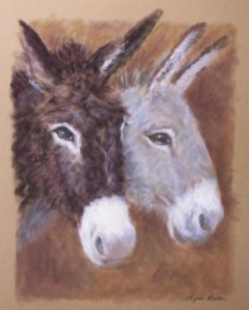 Œuvre contemporaine nommée « les deux ânes 2 », Réalisée par AGNèS DORTU