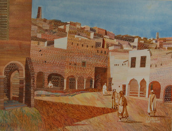 Œuvre contemporaine nommée « Le marché (Ghardaia) », Réalisée par AFFIF CHERFAOUI