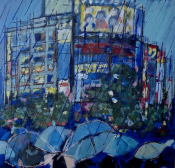 Œuvre contemporaine nommée « Blue rain over Tokyo », Réalisée par CHRISTIAN MENARD