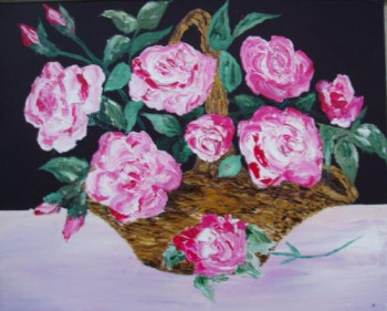 Œuvre contemporaine nommée « Panier de roses », Réalisée par CLAUDE NAUDY