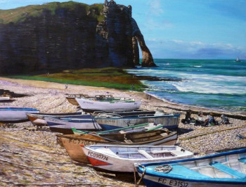 Œuvre contemporaine nommée « plage et falaises d etretat », Réalisée par VIRGINIE TRABAUD