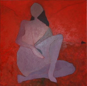 Œuvre contemporaine nommée « Nu bleu sur le divan rouge », Réalisée par ALAIN BERTHAUD