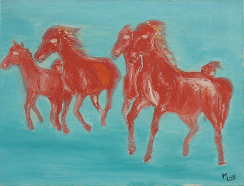 Œuvre contemporaine nommée « chevaux camarguais », Réalisée par MICHEL GAY