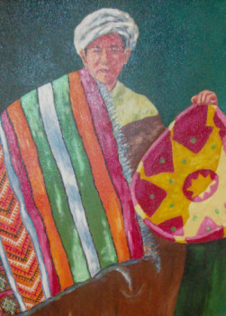 Œuvre contemporaine nommée « marchant de tapis (détail) », Réalisée par ABDALLAH EL ALAOUI