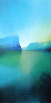 Œuvre contemporaine nommée « Printemps bleu et vert 4 », Réalisée par ELYSABETH BECLIER