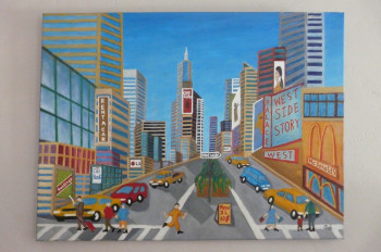 Œuvre contemporaine nommée « Scène de rue à New-york 2 », Réalisée par COMBEMICHEL