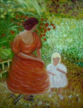 Œuvre contemporaine nommée « Femme & Enfant au jardin », Réalisée par CBC