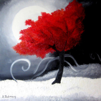 Œuvre contemporaine nommée « l'arbre rouge », Réalisée par BRIGITTE DUBREUCQ